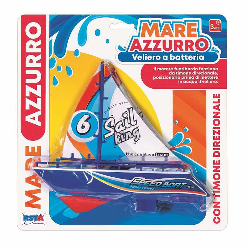BARCA A VELA MARE AZZURRO A BATTERIA BLISTER