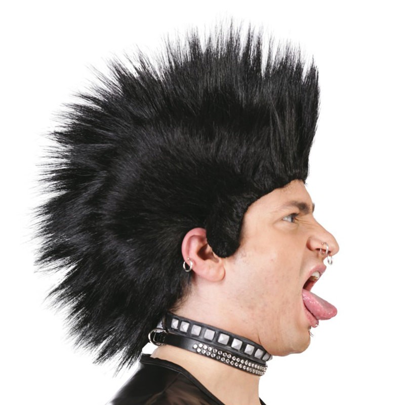 PARRUCCA PUNK NERA CON CRESTA