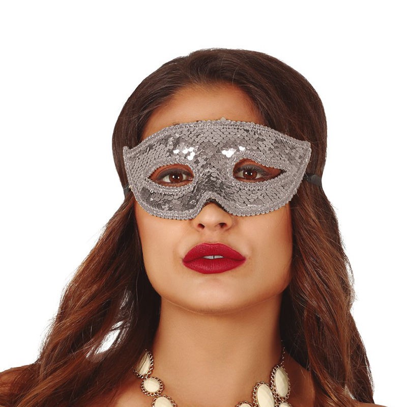 MASCHERA CON PAILLETTES ARGENTO