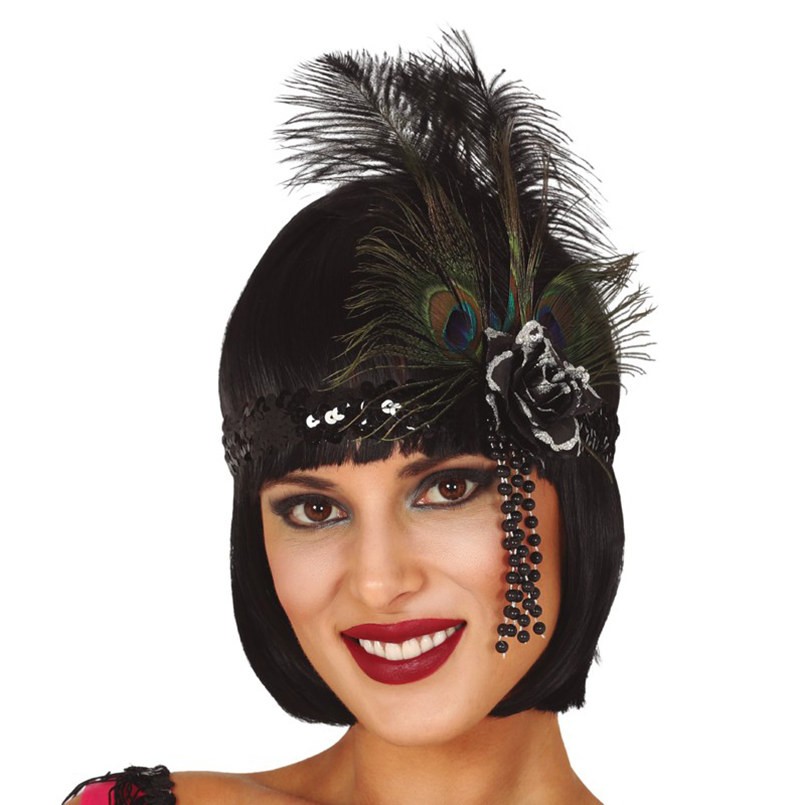 CINTA NERA CHARLESTON CON PIUMA