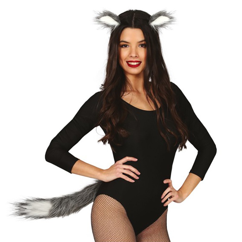 CODA GRIGIA 40 CM CON ORECCHIE