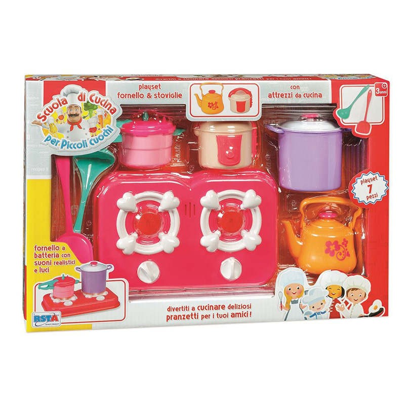 SET CUCINA FORNELLO LUCI SUONI CON STOVIGLIE