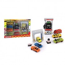 SET 7 VEICOLI CON DISTRIBUTORE DI BENZINA HEROS