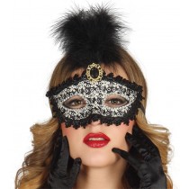 MASCHERA NERA CON PIUMA