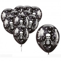 SACCHETTO 10 PALLONCINI NERI SCHELETRO 30 CM