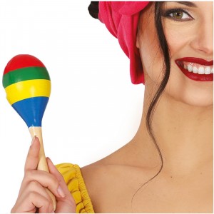 PAIO MARACAS MULTICOLORE IN LEGNO 20 CM