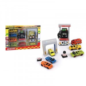 SET 7 VEICOLI CON DISTRIBUTORE DI BENZINA HEROS