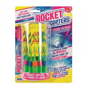 SET 6 ELICOTTERI CON LED E 3 FIONDE LANCIO BLISTER