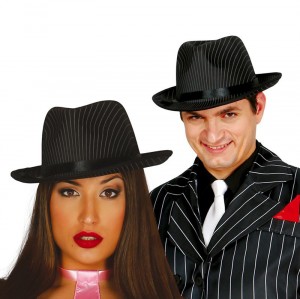 CAPPELLO GANGSTER RASO NERO GESSATO