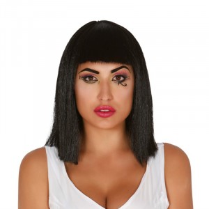 PARRUCCA CASCHETTO NERA LISCIA CLEOPATRA SENZA COPRICAPO