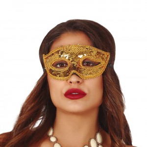 MASCHERA CON PAILLETTES ORO