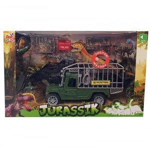 SET AUTOMEZZO JUNGLA DINOSAURO PERSONAGGI E ACC. CON SUONO