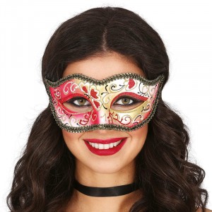 MASCHERA VENEZIANA DIPINTA ROSSA