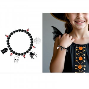 BRACCIALLE NERO CON FIGURE HALLOWEEN