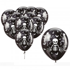 SACCHETTO 10 PALLONCINI NERI SCHELETRO 30 CM